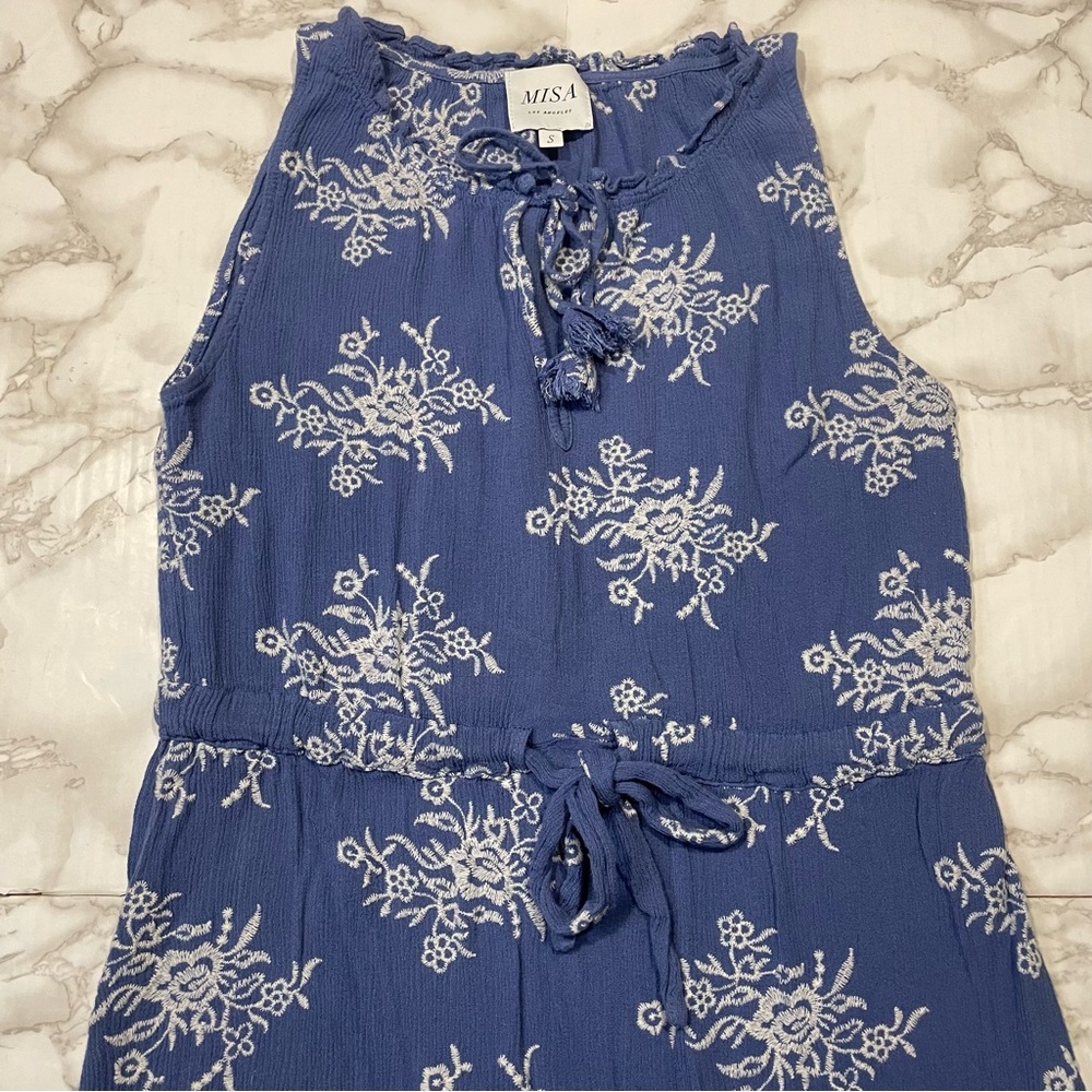 Misa Los Angeles Floral Embroidered Midi Dress
